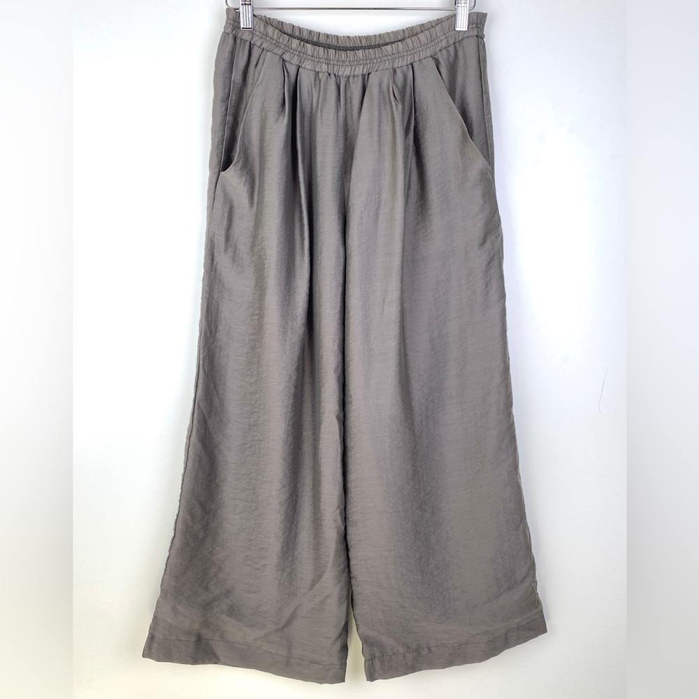 KBF Elastic Waist Wide-Leg Pants Tencel